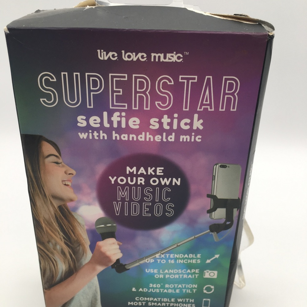 LIVE LOVE MUSIC Superstar Selfie Stick w/Mic